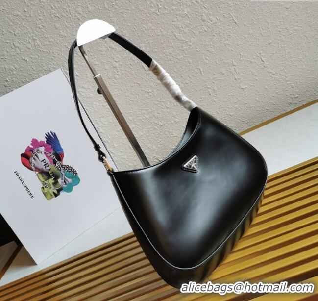 Top Quality Prada Cleo Brushed Leather Hobo Bag 1BC499 Black