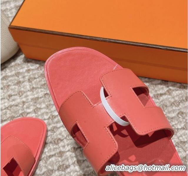 Popular Style Hermes Classic Oran Flat Slide Sandals in Smooth Leather Pink 0123074