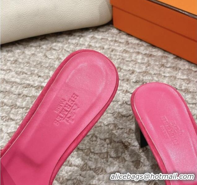 Best Product Hermes Classic Oasis Heel Slide Sandals 4.5cm in Suede Pink 123085