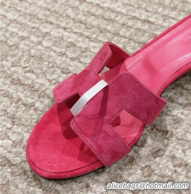 Best Product Hermes Classic Oasis Heel Slide Sandals 4.5cm in Suede Pink 123085