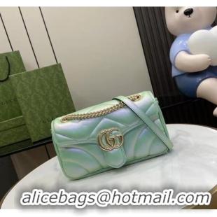 New Design Gucci GG MARMONT SMALL SHOULDER BAG 443497 Green iridescent