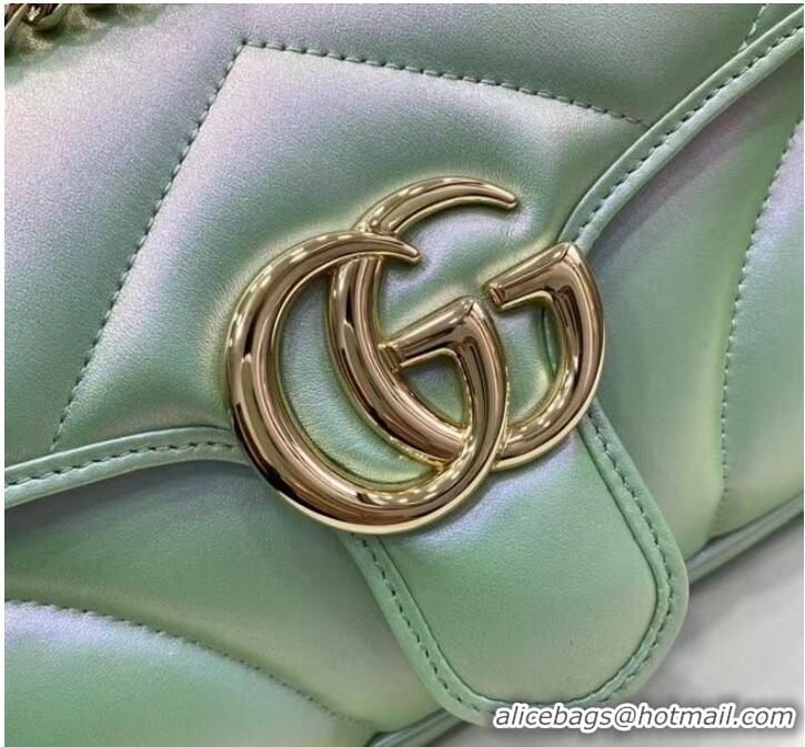 New Design Gucci GG MARMONT SMALL SHOULDER BAG 443497 Green iridescent