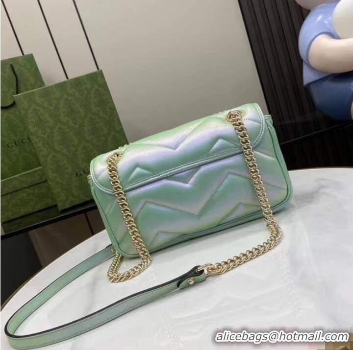 New Design Gucci GG MARMONT SMALL SHOULDER BAG 443497 Green iridescent