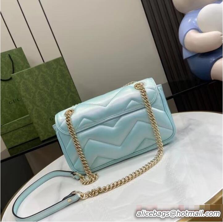 Well Crafted Gucci GG MARMONT SMALL SHOULDER BAG 443497 Blue iridescent