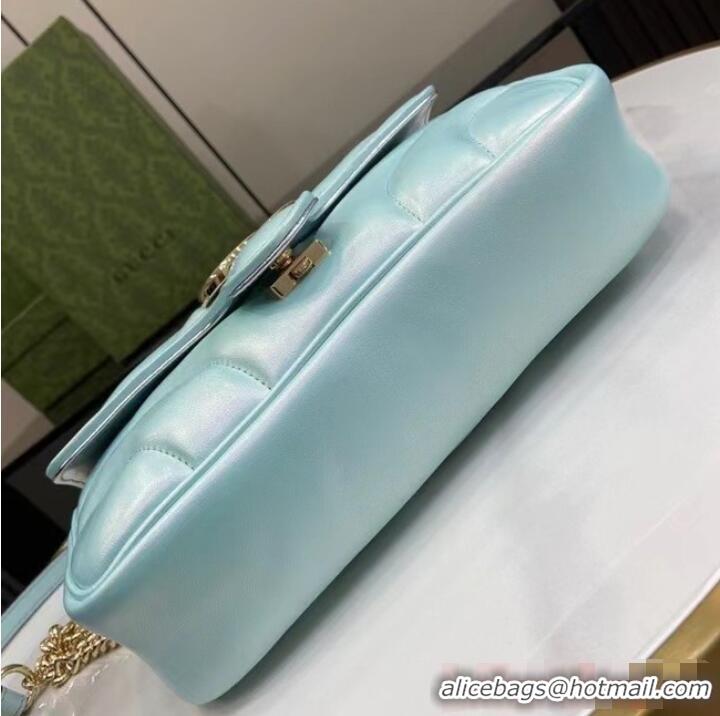 Well Crafted Gucci GG MARMONT SMALL SHOULDER BAG 443497 Blue iridescent