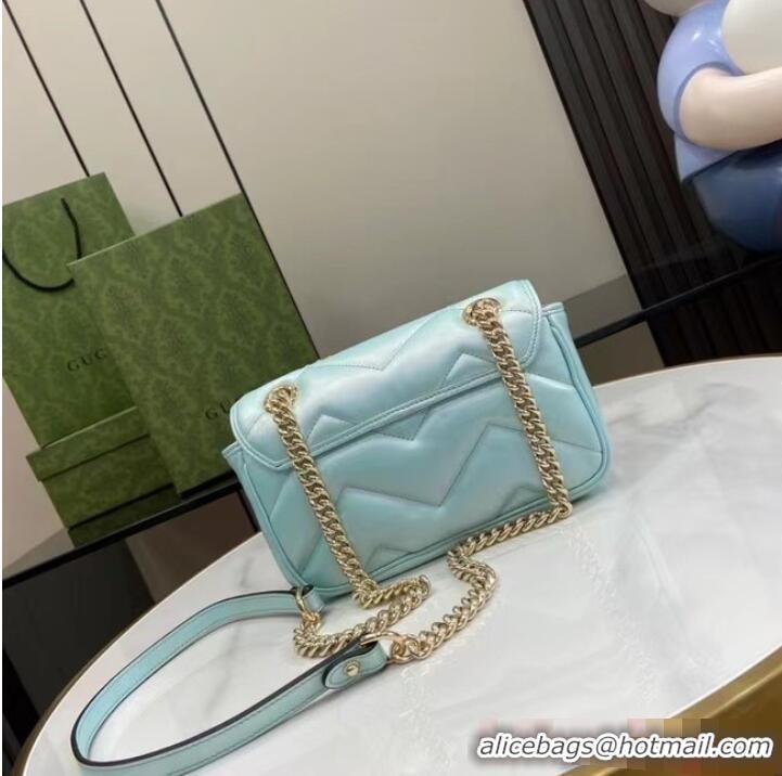 Big Discount Gucci GG MARMONT MINI SHOULDER BAG 446744 Blue iridescent