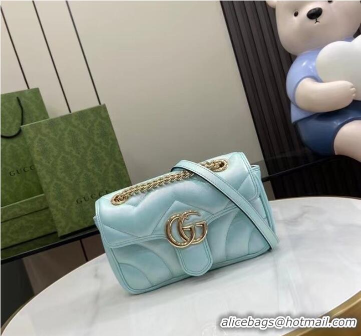 Big Discount Gucci GG MARMONT MINI SHOULDER BAG 446744 Blue iridescent