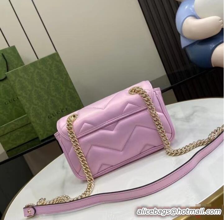 Good Product Gucci GG MARMONT MINI SHOULDER BAG 446744 Pink iridescent