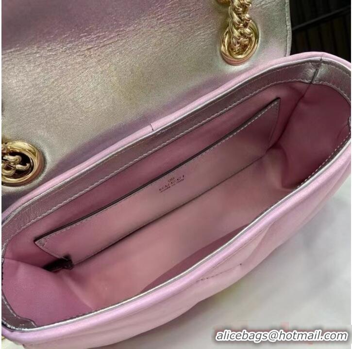 Good Product Gucci GG MARMONT MINI SHOULDER BAG 446744 Pink iridescent