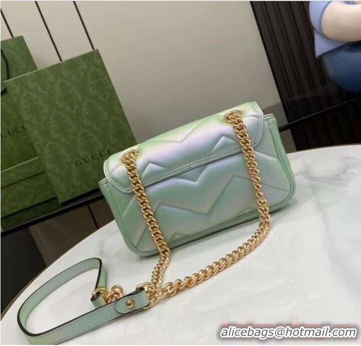 Famous Brand Gucci GG MARMONT MINI SHOULDER BAG 446744 green iridescent