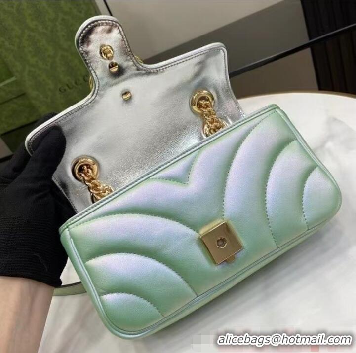 Famous Brand Gucci GG MARMONT MINI SHOULDER BAG 446744 green iridescent