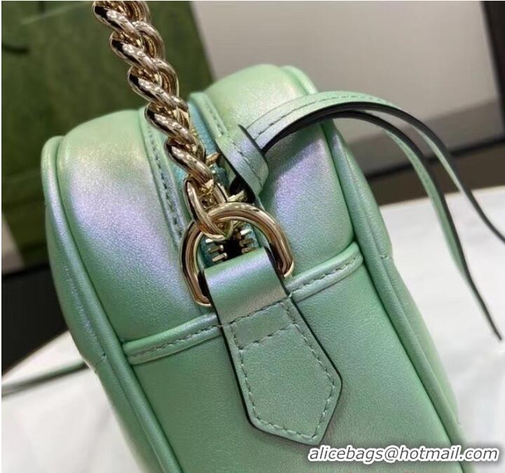 Pretty Style Gucci GG MARMONT SMALL SHOULDER BAG 447632 green iridescent quilted chevron leather