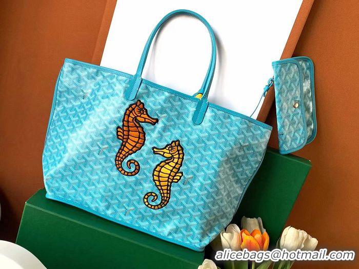 New Fashion Maison Goyard Anjou Reversible Bag Embroidered Hippocampus Japonicus GM 2399 Tiffany Blue 2024