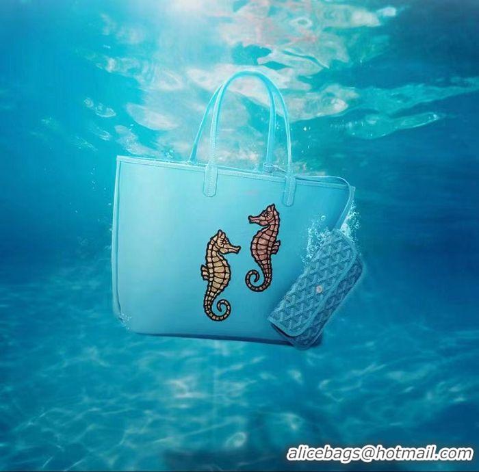 New Fashion Maison Goyard Anjou Reversible Bag Embroidered Hippocampus Japonicus GM 2399 Tiffany Blue 2024