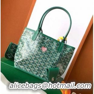 Top Quality Goyard Original Anjou Reversible Bag With Heart Mini 2399 Green