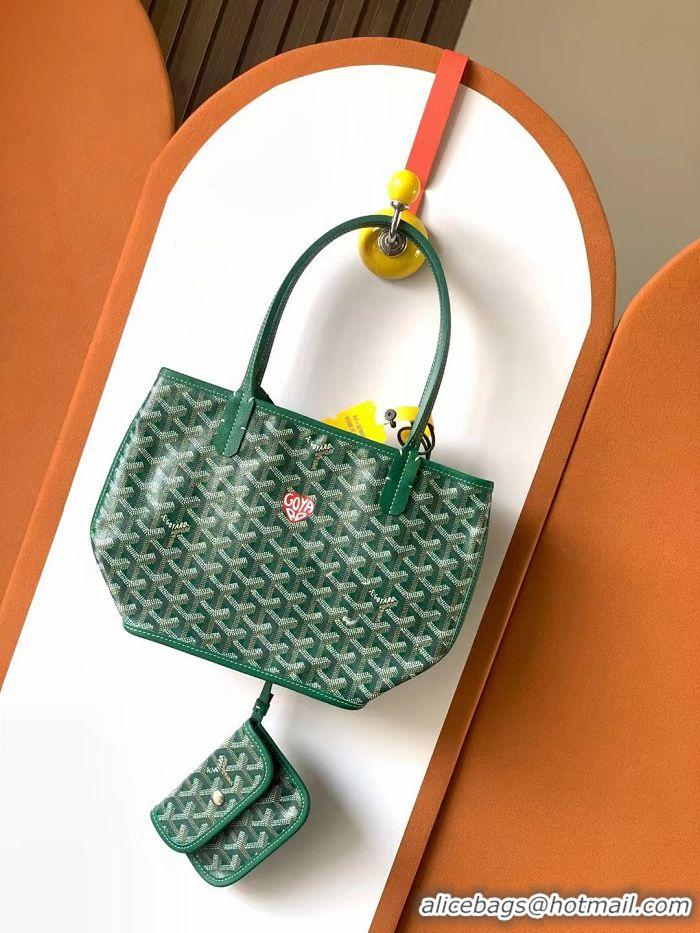 Top Quality Goyard Original Anjou Reversible Bag With Heart Mini 2399 Green