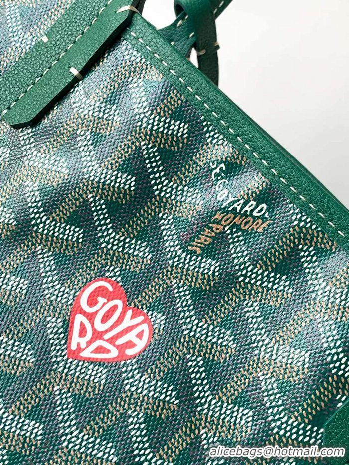 Top Quality Goyard Original Anjou Reversible Bag With Heart Mini 2399 Green