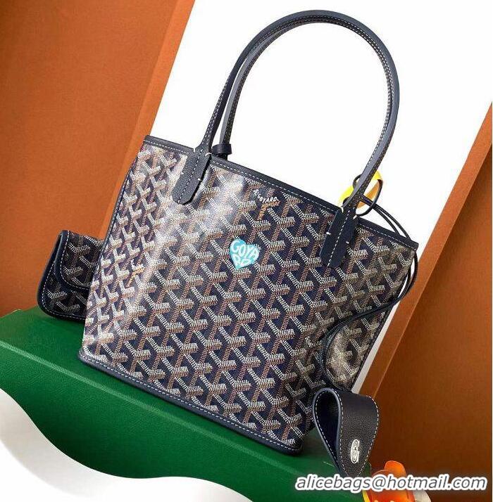 Promotional Goyard Original Anjou Reversible Bag With Heart Mini 2399 Navy Blue