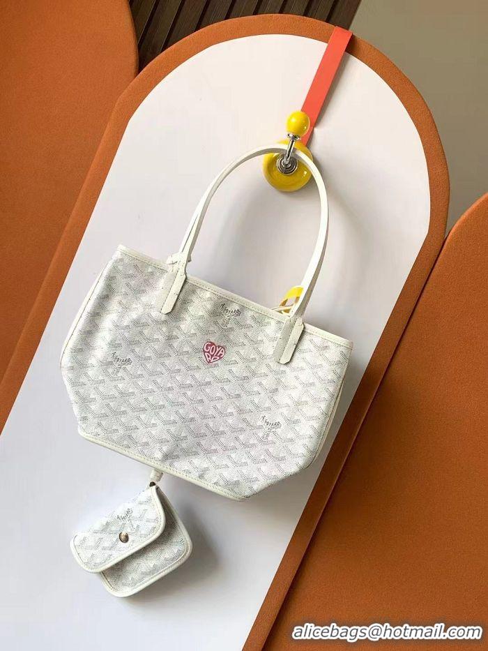 Top Grade Goyard Original Anjou Reversible Bag With Heart Mini 2399 White