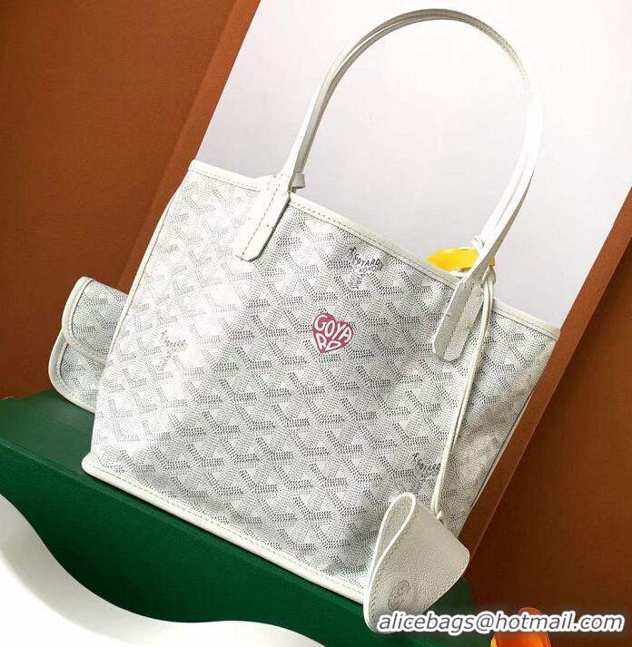 Top Grade Goyard Original Anjou Reversible Bag With Heart Mini 2399 White