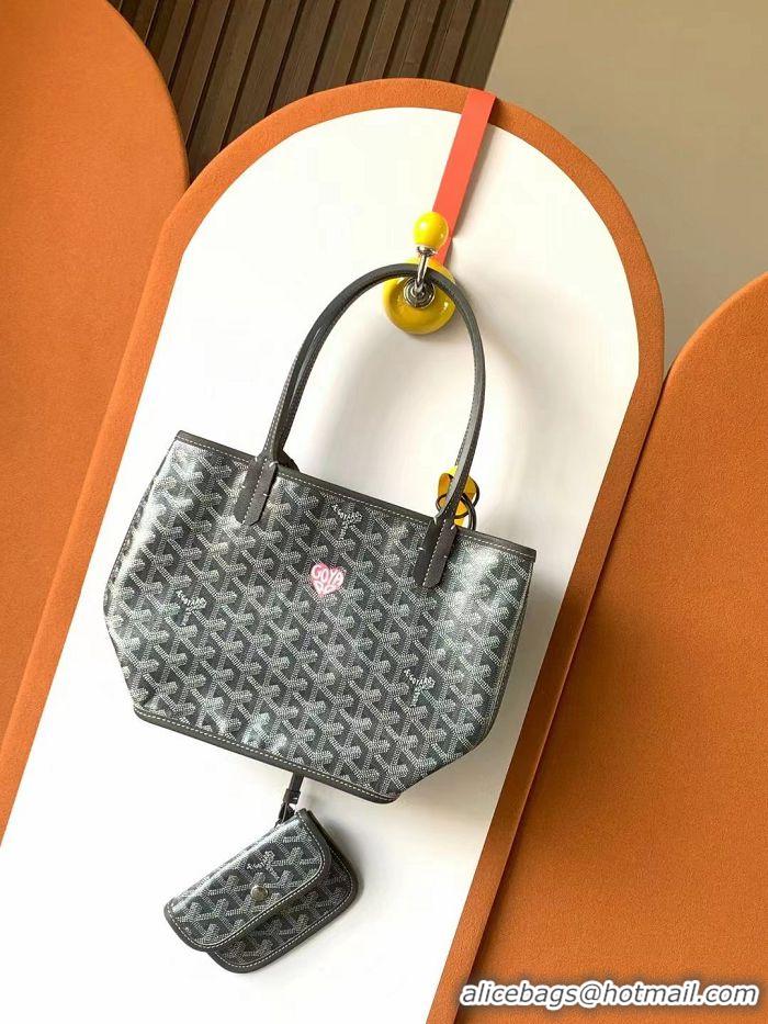 Well Crafted Goyard Original Anjou Reversible Bag With Heart Mini 2399 Dark Grey