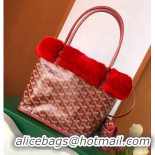 Most Popular Goyard Anjou Reversible Tote Bag With Cony Fur Mini 2399 Red