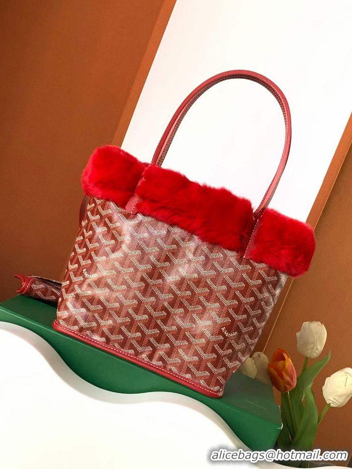 Most Popular Goyard Anjou Reversible Tote Bag With Cony Fur Mini 2399 Red