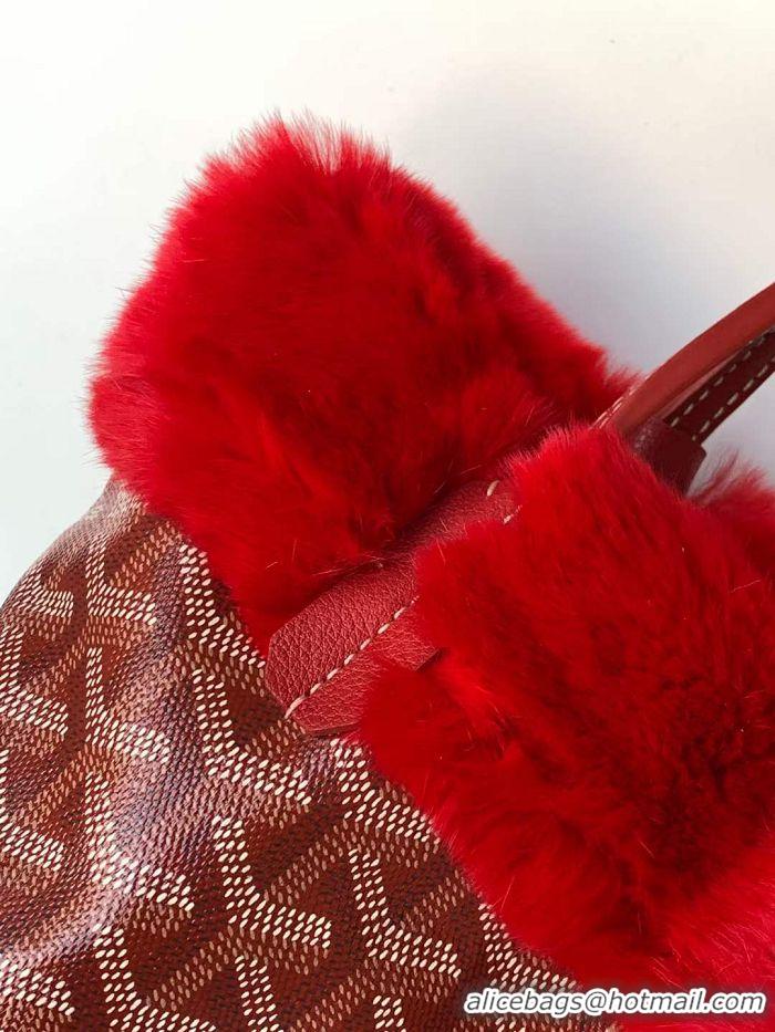 Most Popular Goyard Anjou Reversible Tote Bag With Cony Fur Mini 2399 Red