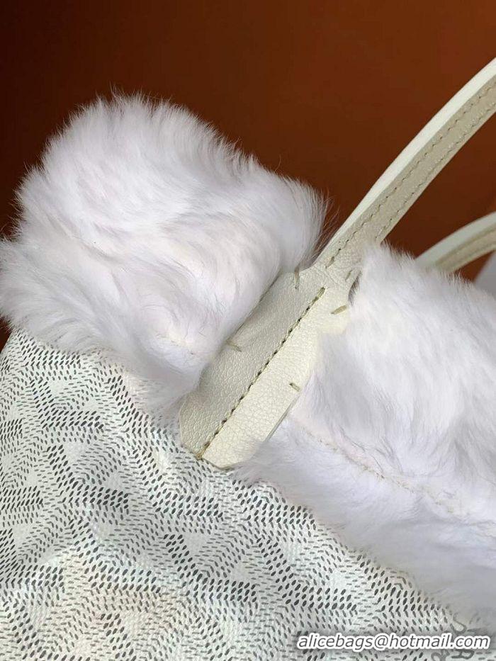 Generous Grade Goyard Anjou Reversible Tote Bag With Cony Fur Mini 2399 White