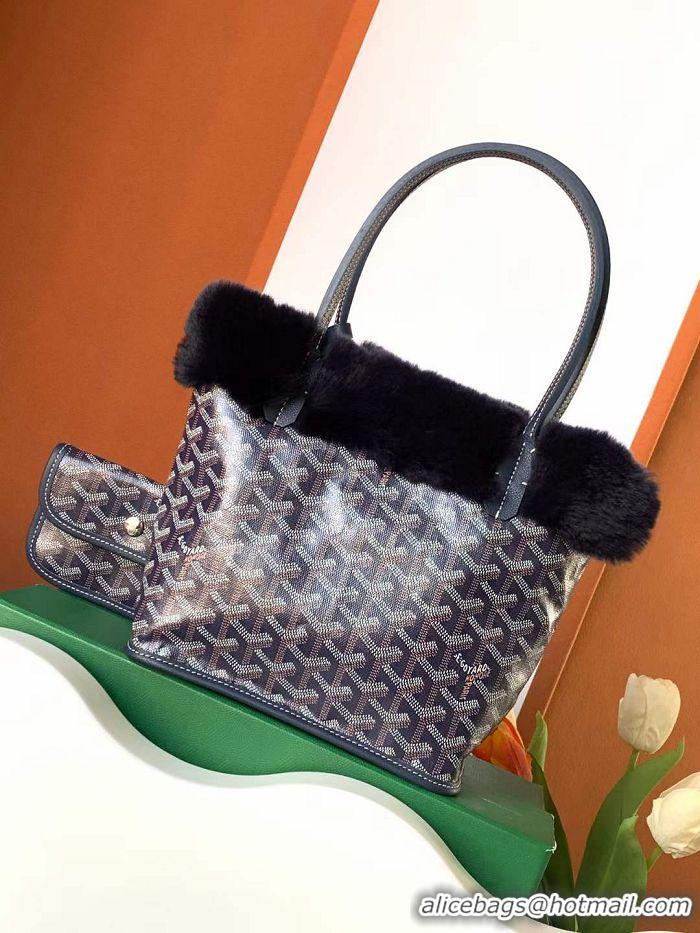 Classic Specials Goyard Anjou Reversible Tote Bag With Cony Fur Mini 2399 Navy Blue