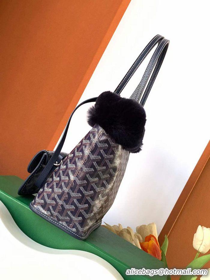 Classic Specials Goyard Anjou Reversible Tote Bag With Cony Fur Mini 2399 Navy Blue