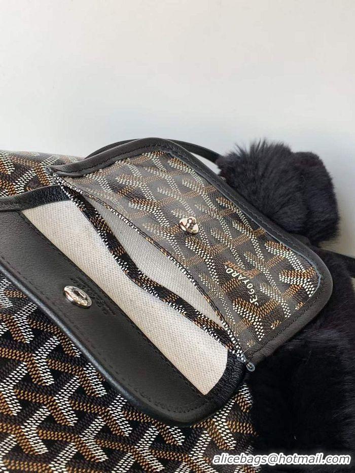 Discount Goyard Anjou Reversible Tote Bag With Cony Fur Mini 2399 Black