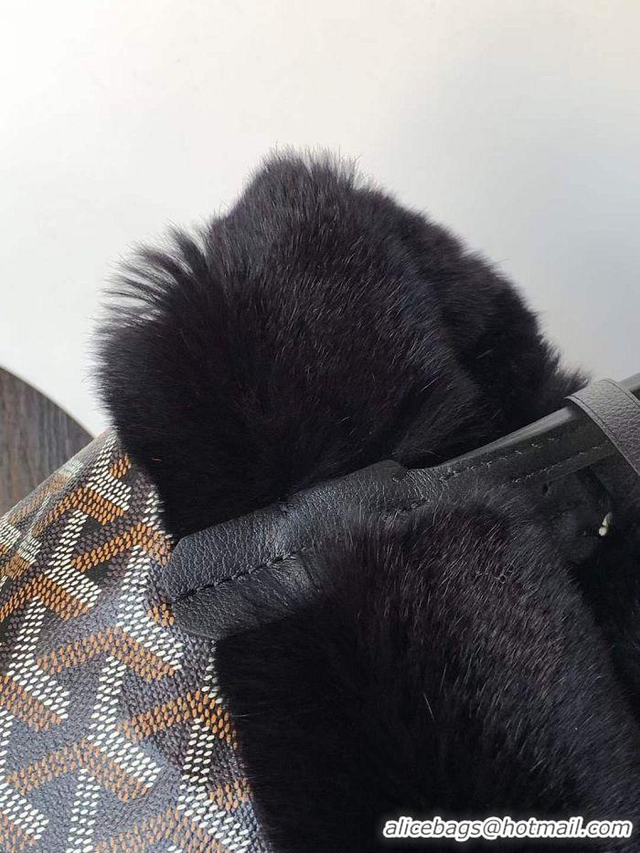 Discount Goyard Anjou Reversible Tote Bag With Cony Fur Mini 2399 Black