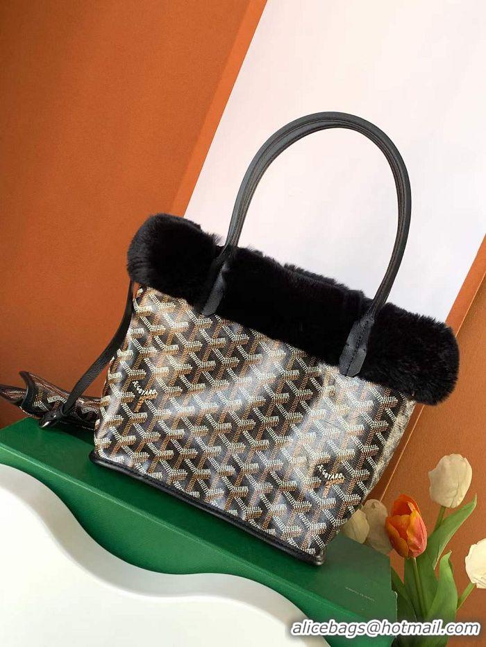 Discount Goyard Anjou Reversible Tote Bag With Cony Fur Mini 2399 Black