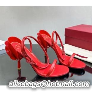 Grade Quality Valentino Roserouche Sandal 9cm in Calfskin Red 0108096