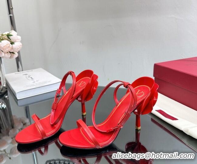 Grade Quality Valentino Roserouche Sandal 9cm in Calfskin Red 0108096