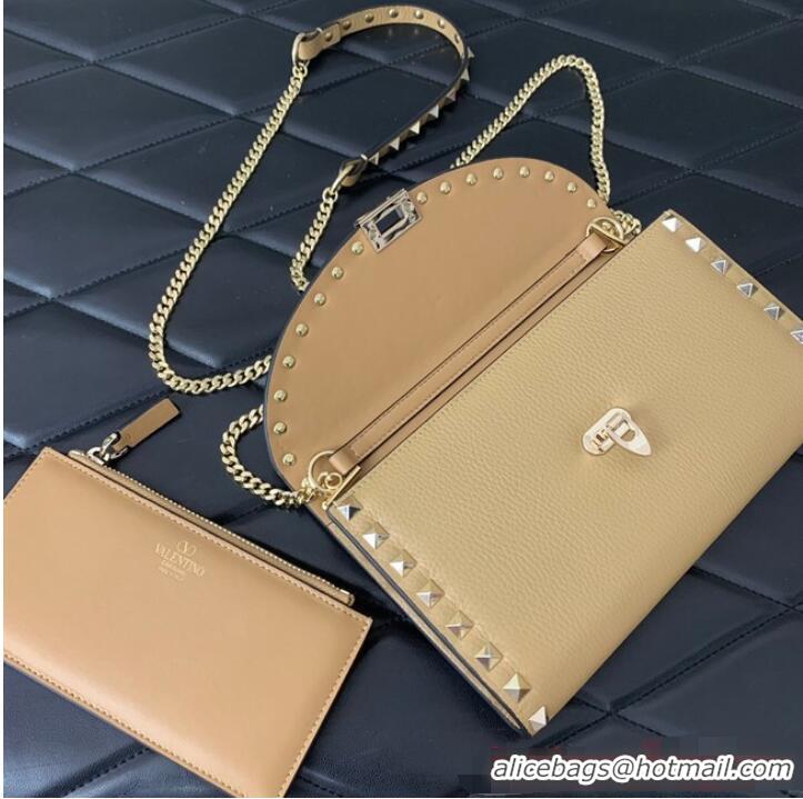 Top Grade VALENTINO GARAVANI Loco Calf leather bag 0059 Apricot