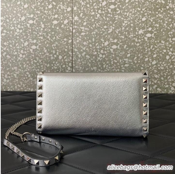 Luxurious Fashion VALENTINO GARAVANI Loco Calf leather bag 0059 Silver