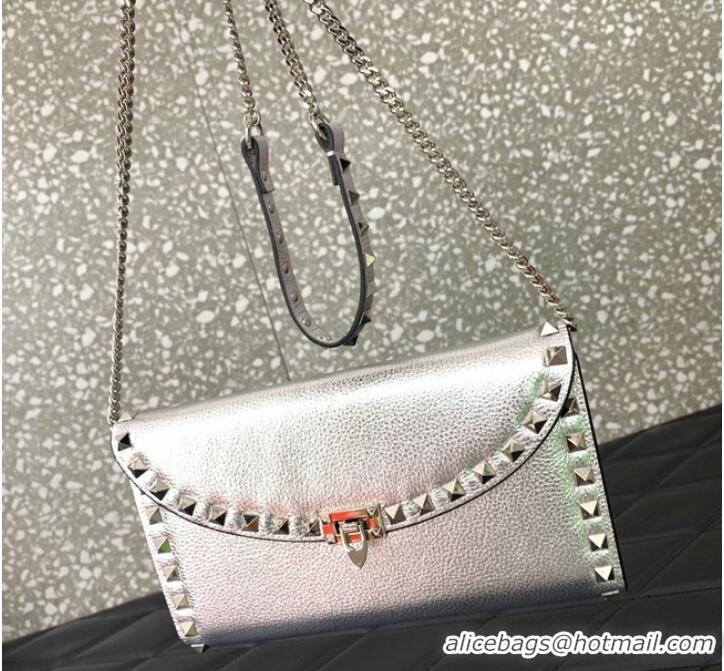 Luxurious Fashion VALENTINO GARAVANI Loco Calf leather bag 0059 Silver