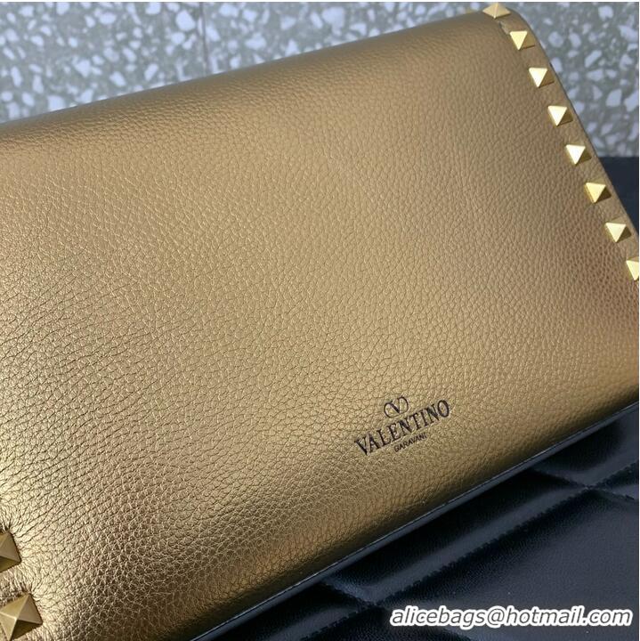 Top Quality VALENTINO GARAVANI Loco Calf leather bag A0322 Gold