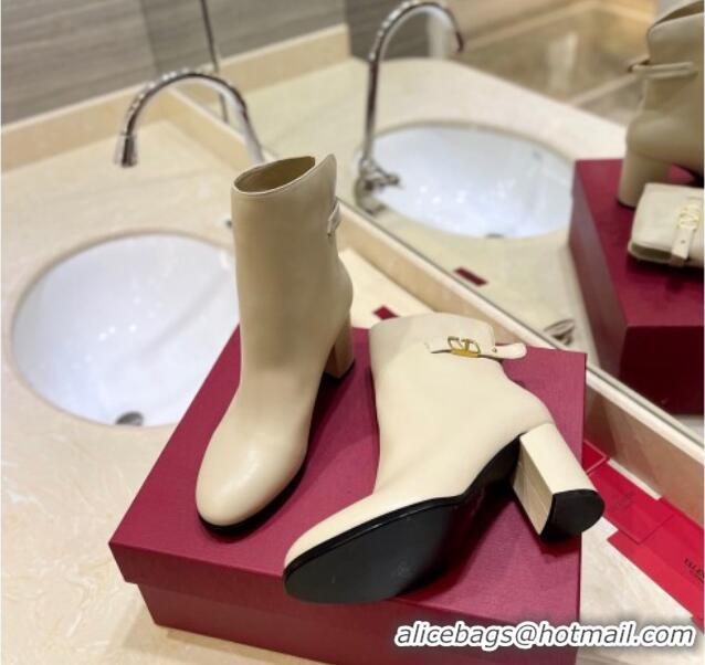 Best Product Valentino VLogo Signature Ankle Boots 7.5cm Beige 0109007