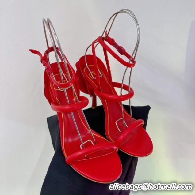 Good Quality Valentino Roserouche Sandal 10cm in Calfskin Red 0124133