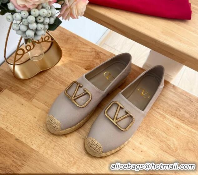 Super Quality Valentino VLogo Calfskin Espadrilles Powder 124135