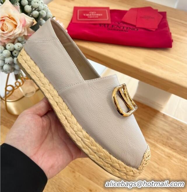 Super Quality Valentino VLogo Calfskin Espadrilles Powder 124135