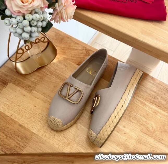 Super Quality Valentino VLogo Calfskin Espadrilles Powder 124135