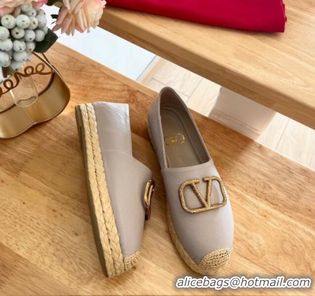 Super Quality Valentino VLogo Calfskin Espadrilles Powder 124135