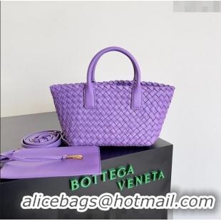 Best Price Bottega Veneta Mini Cabat Tote Bag in Intreccio Leather 709464 Dark Purple 2023