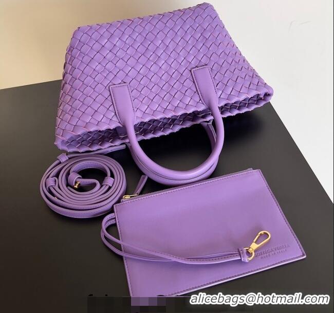 Best Price Bottega Veneta Mini Cabat Tote Bag in Intreccio Leather 709464 Dark Purple 2023