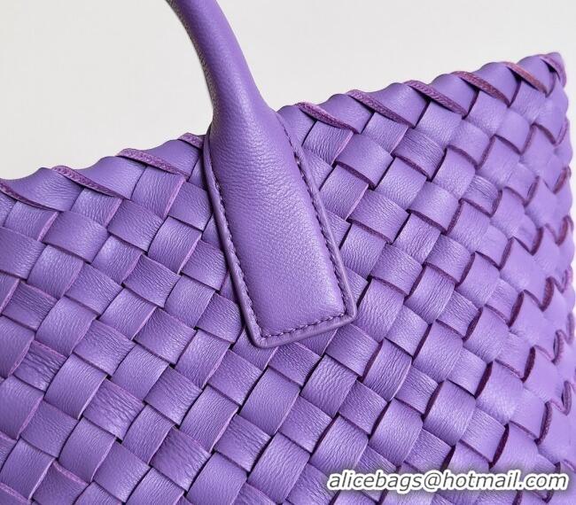 Best Price Bottega Veneta Mini Cabat Tote Bag in Intreccio Leather 709464 Dark Purple 2023