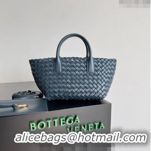 Grade Design Bottega Veneta Mini Cabat Tote Bag in Intreccio Leather 709464 Dark Blue 2023